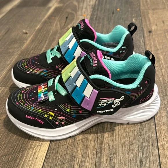 Skechers Black and Multicolor Kids Sneakers - Picture 2 of 12